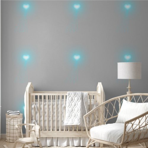 Heart blue neon glow gray wallpaper 