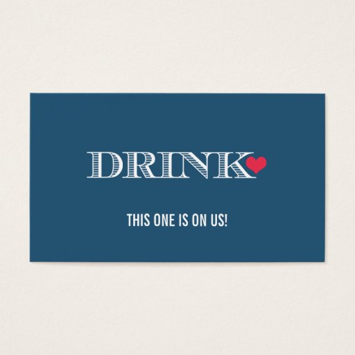 Customizable Heart Blue Red Wedding Drink Ticket Business Cards