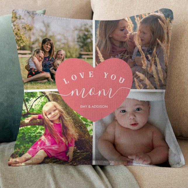 Heart Blush Pink Personalized Gift Best Mom Ever Throw Pillow (Creator Uploaded)