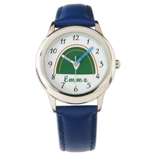 Heart Boho Green Rainbow with Personalized Name  Watch
