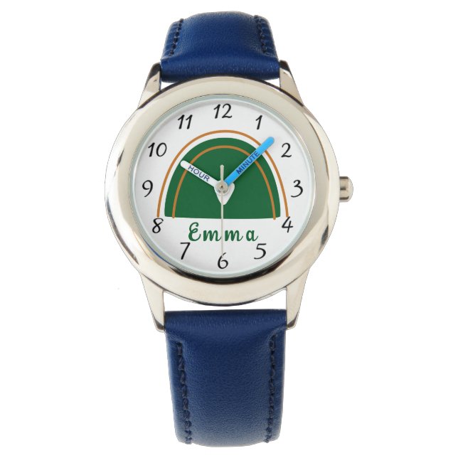 Heart Boho Green Rainbow with Personalized Name  Watch (Front)