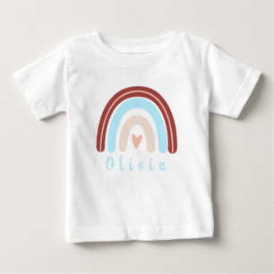 Heart Boho Rainbow with Personalized Name Baby T-Shirt