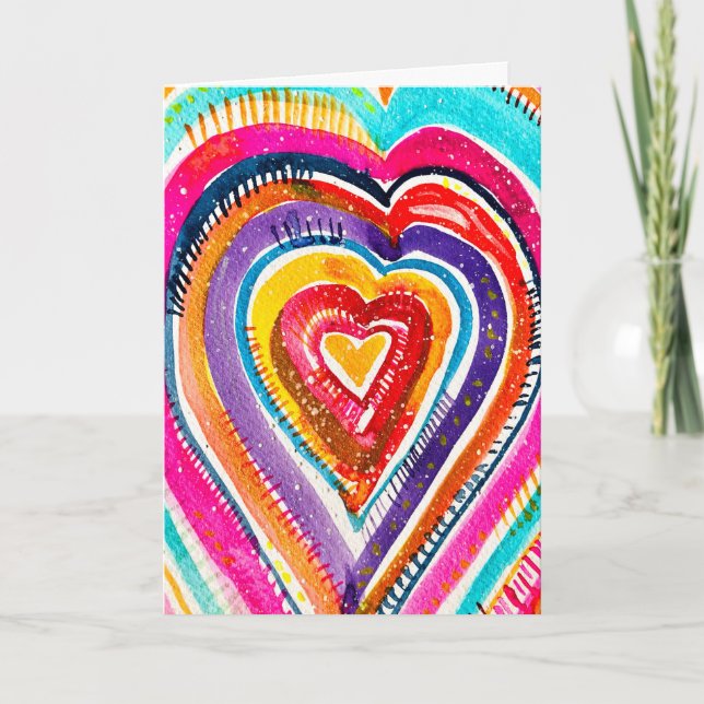 Heart boho watercolor art card (Front)