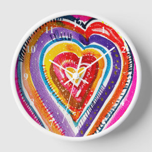 Heart boho watercolor art clock