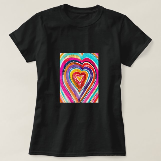 Heart boho watercolor art T-Shirt (Design Front)