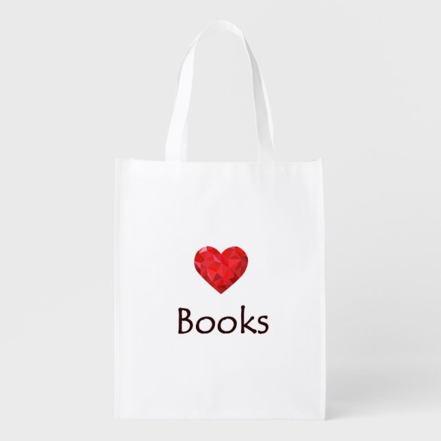 Heart Books Grocery Bag (Front)