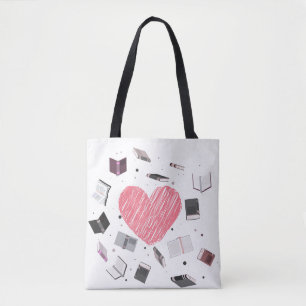 Heart books Tote