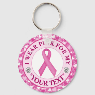 Heart Border Breast Cancer Awareness Design Keychain