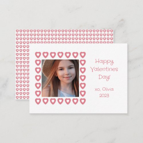 Heart Border Photo Classroom Valentines Day Card