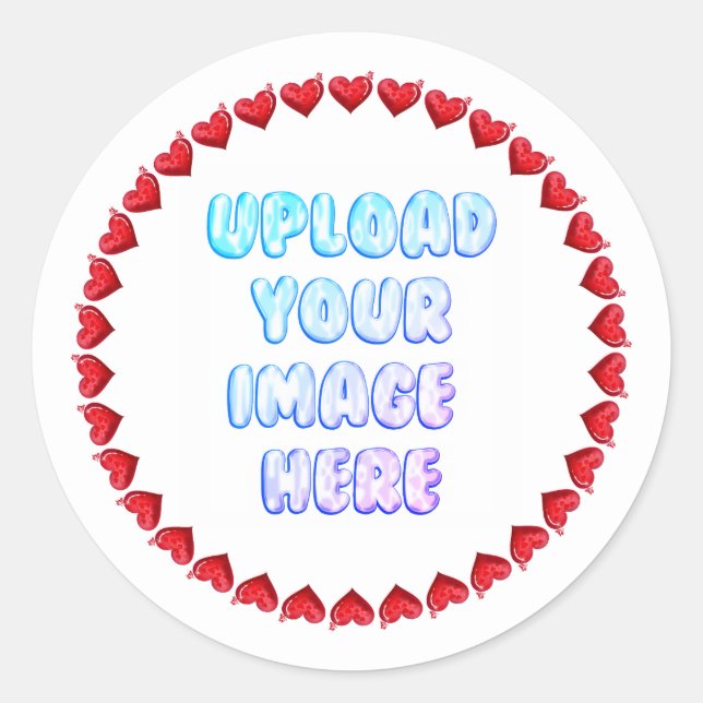 Heart Border Round Sticker with a Business Logo (Front)