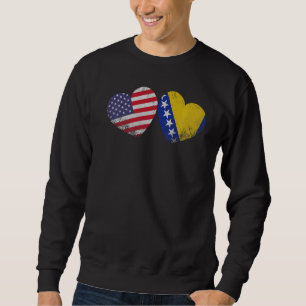 Heart Bosnian American Flag Patriotic Family Herit Sweatshirt