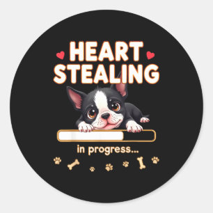 Heart Boston Terrier Dog Funny Gift Bostie Puppy  Classic Round Sticker