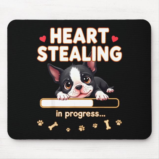 Heart Boston Terrier Dog Funny Gift Bostie Puppy  Mouse Pad (Front)