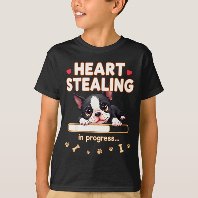 Heart Boston Terrier Dog Funny Gift Bostie Puppy  T-Shirt (Front)