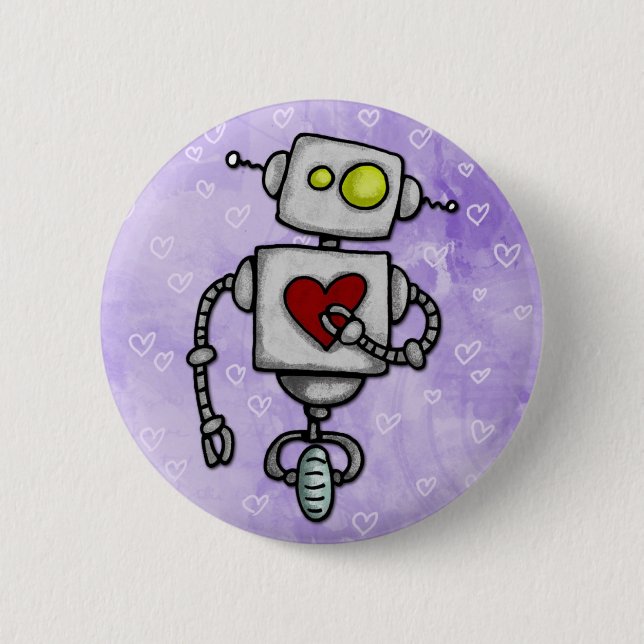 heart bot pinback button (Front)