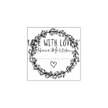 Heart &amp; Botanical Wreath | Custom Made With Love Rubber Stamp at Zazzle
