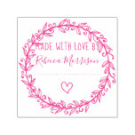 Heart &amp; Botanical Wreath | Custom Made With Love Self-inking Stamp at Zazzle