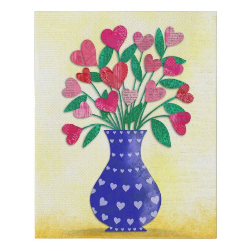 Heart Bouquet Faux Wrapped Canvas Print