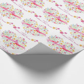 Heart bouquet flowers custom bridal shower wrap wrapping paper (Corner)