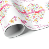 Heart bouquet flowers custom bridal shower wrap wrapping paper (Roll Corner)