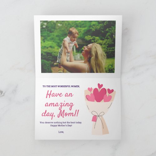 Heart bouquet Happy Mothers Day card
