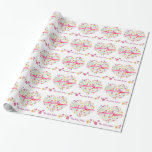 Heart bouquet sister birthday name gift wrap<br><div class="desc">Pretty birthday gift wrapping paper ideal for wrapping a very special gift to your sister. Pretty watercolor art flowers in a heart shaped spray with ribbon in pink, red, orange, yellow, green and blue floral hearts gift wrap. Edit this art gift wrap with your choice of name and relative. Currrently...</div>