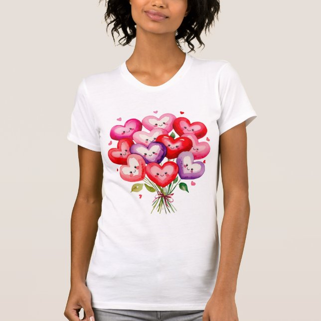 Heart Bouquet T-Shirt – Cute and Colorful Design (Front)