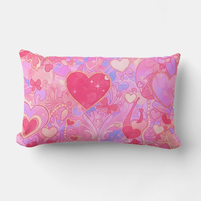 Heart & Bow Dreamscape Maximalist Throw Pillow (Front)