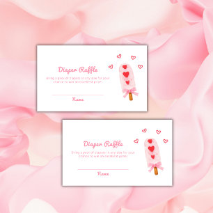 Heart Bow Ice Cream Pop Diaper Raffle Baby Shower Enclosure Card