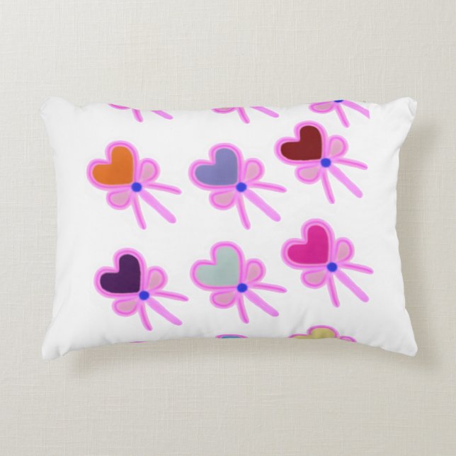  Heart Bow Pattern Personalized Gift Crew Socks Accent Pillow (Front)