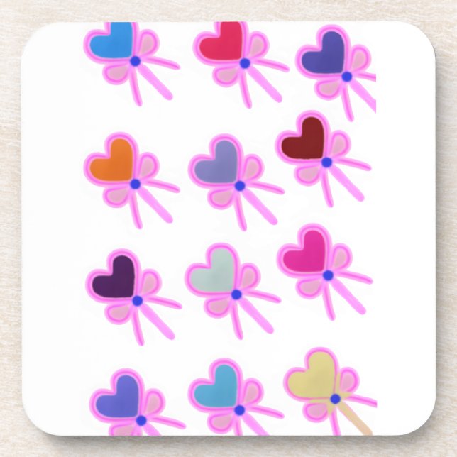  Heart Bow Pattern Personalized Gift Crew Socks Beverage Coaster (Front)