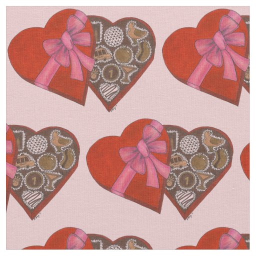 Heart Box Chocolates New York NYC Valentine's Day Fabric