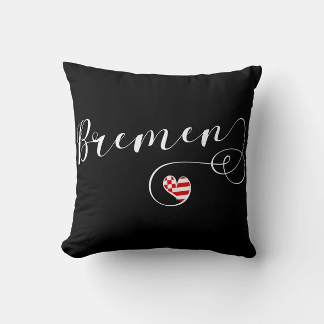 Heart Bremen Flag, Germany Throw Pillow (Front)