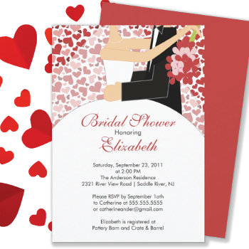 Heart Bride Bridal Shower Invitation Red Pink by celebrateitinvites at Zazzle