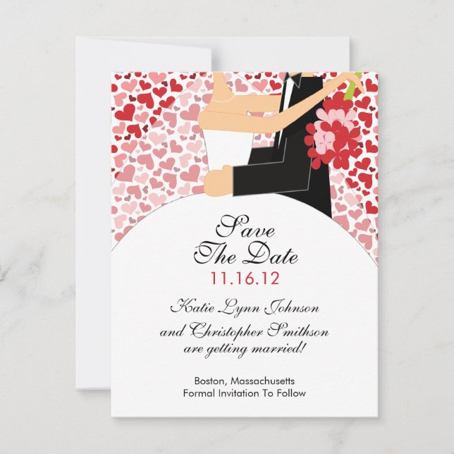 Heart Bride & Groom Save The Date Invitation (Front)