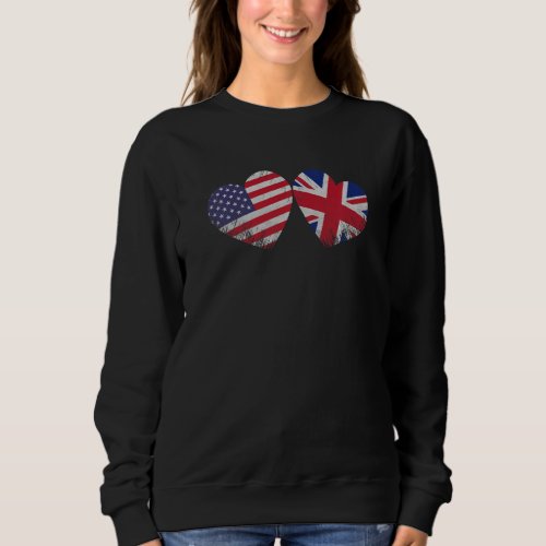 Heart British American Flag Patriotic Family Herit Sweatshirt