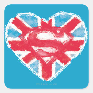 Heart British S-Shield Square Sticker