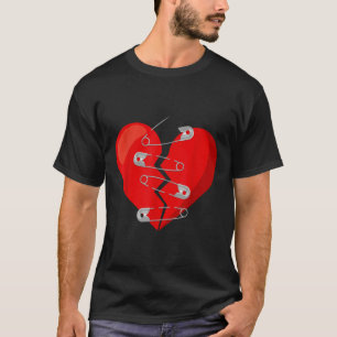 Heart-broken & Safety Pins Anti Valentine Sing T-Shirt