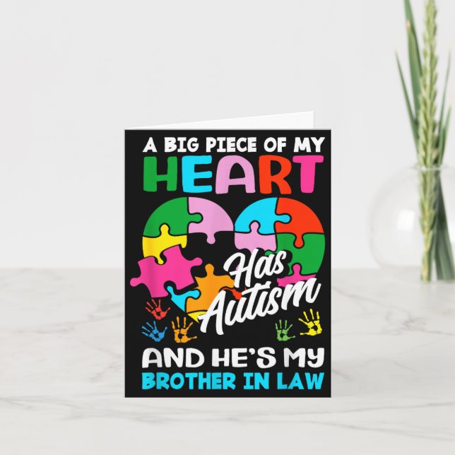 Heart Brother-in-law Autism Awareness Puzzle Ece R Card (Front)
