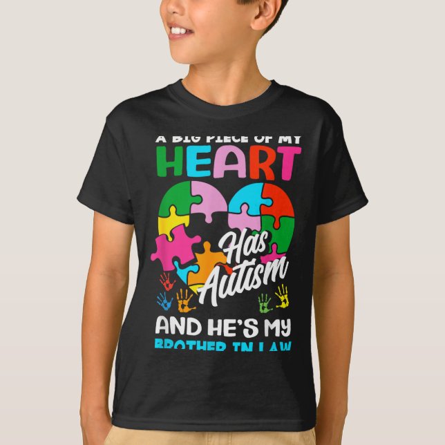 Heart Brother-in-law Autism Awareness Puzzle Ece R T-Shirt (Front)