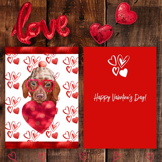 Heart Brown Dachshund Dog Lover Valentine Gift Holiday Card (Creator Uploaded)