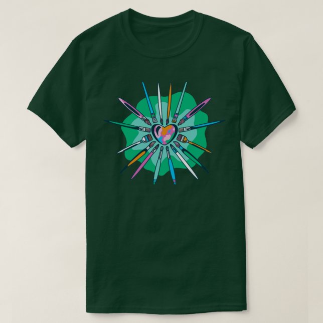 Heart Brushes  T-Shirt (Design Front)