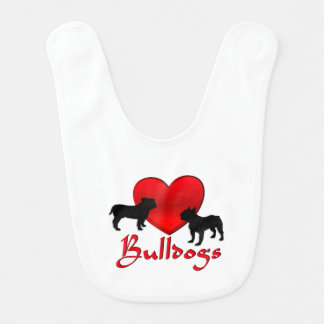 Heart Bulldogs Baby Bib