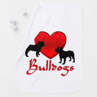Heart Bulldogs Baby Blanket