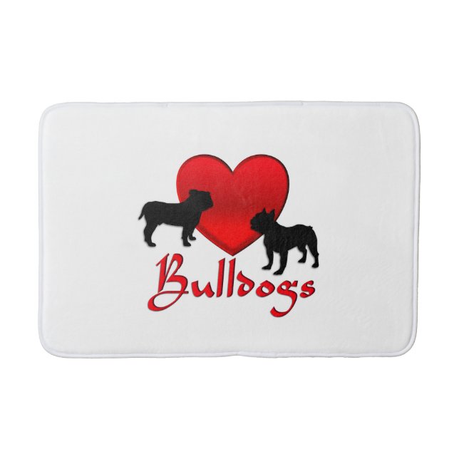 Heart Bulldogs Bath Mat (Front)