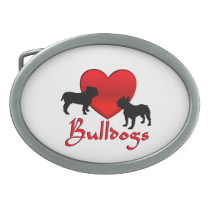 Heart Bulldogs Belt Buckle