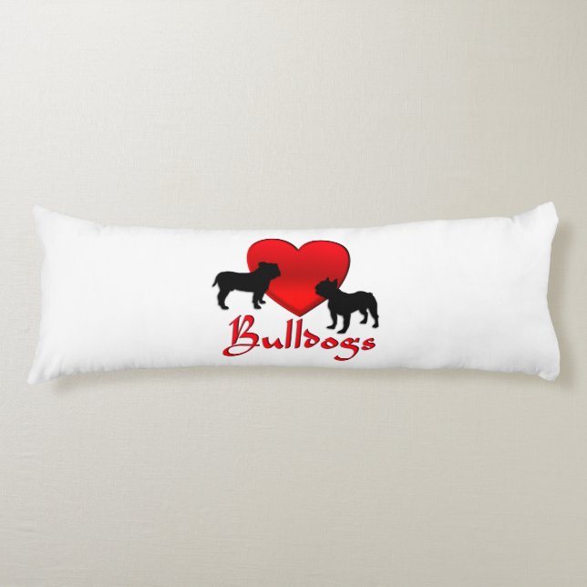 Heart Bulldogs Body Pillow (Front)