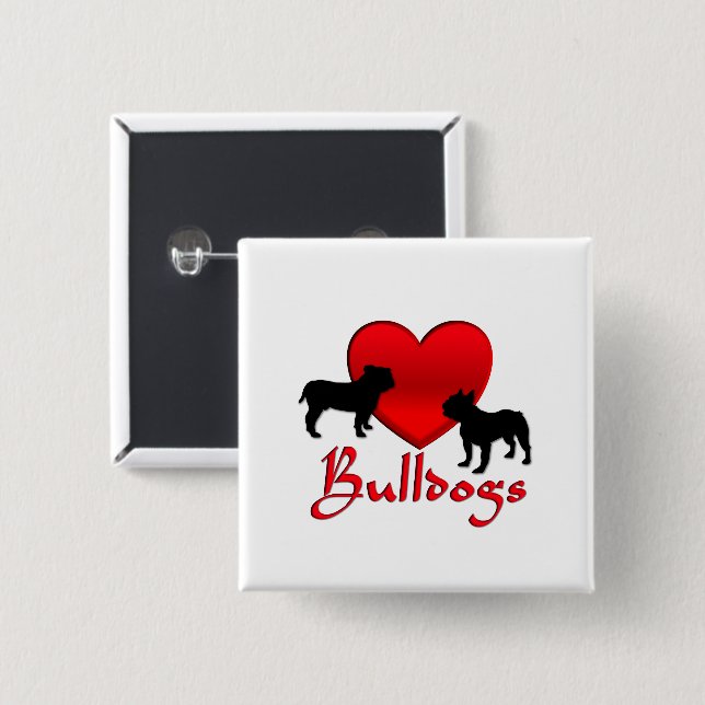 Heart Bulldogs Button (Front & Back)