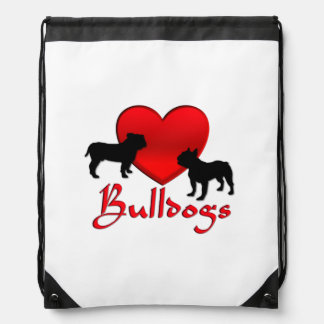 Heart Bulldogs Drawstring Bag