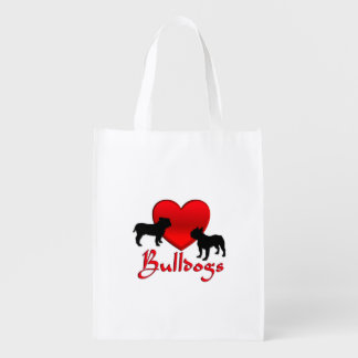 Heart Bulldogs Grocery Bag